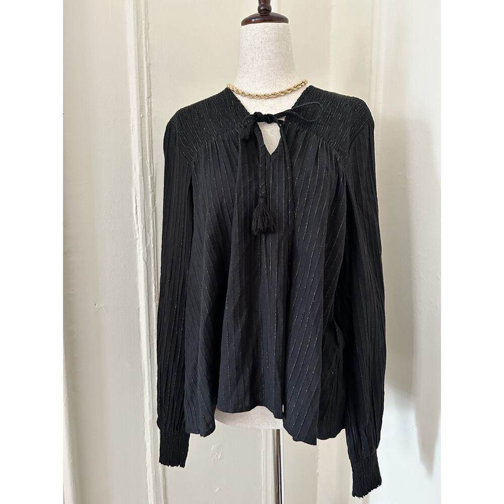 Charlie Holiday Renata Boho Flowy Blouse Dark Gray/Black NWT‎ | Small